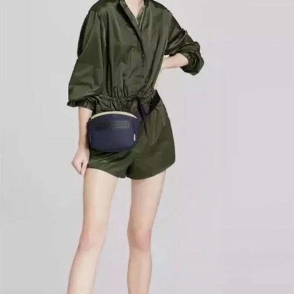 ⚡️Hunter for Target Women's Front Tie Waist Long Sleeve Romper Olive Green